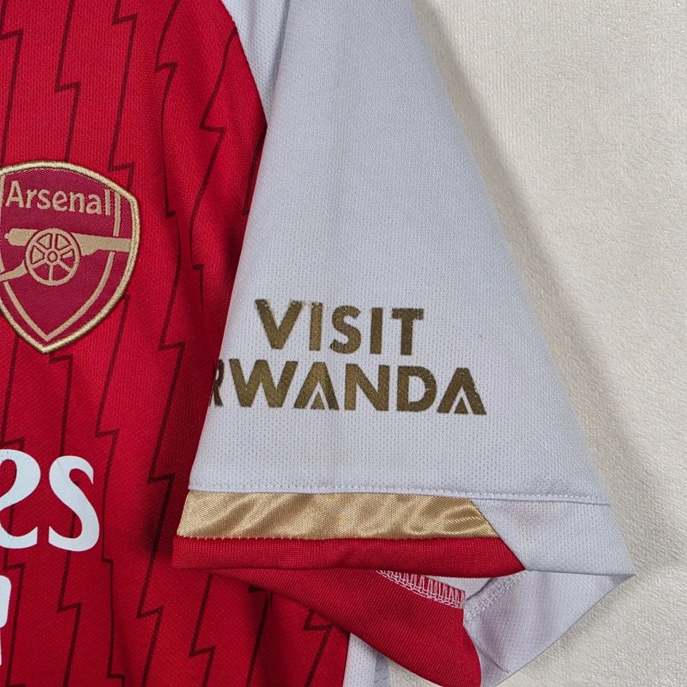 Arsenal Jersey Men's L Red White Emirates Fly Better 22 Soccer Futbol Blokecore